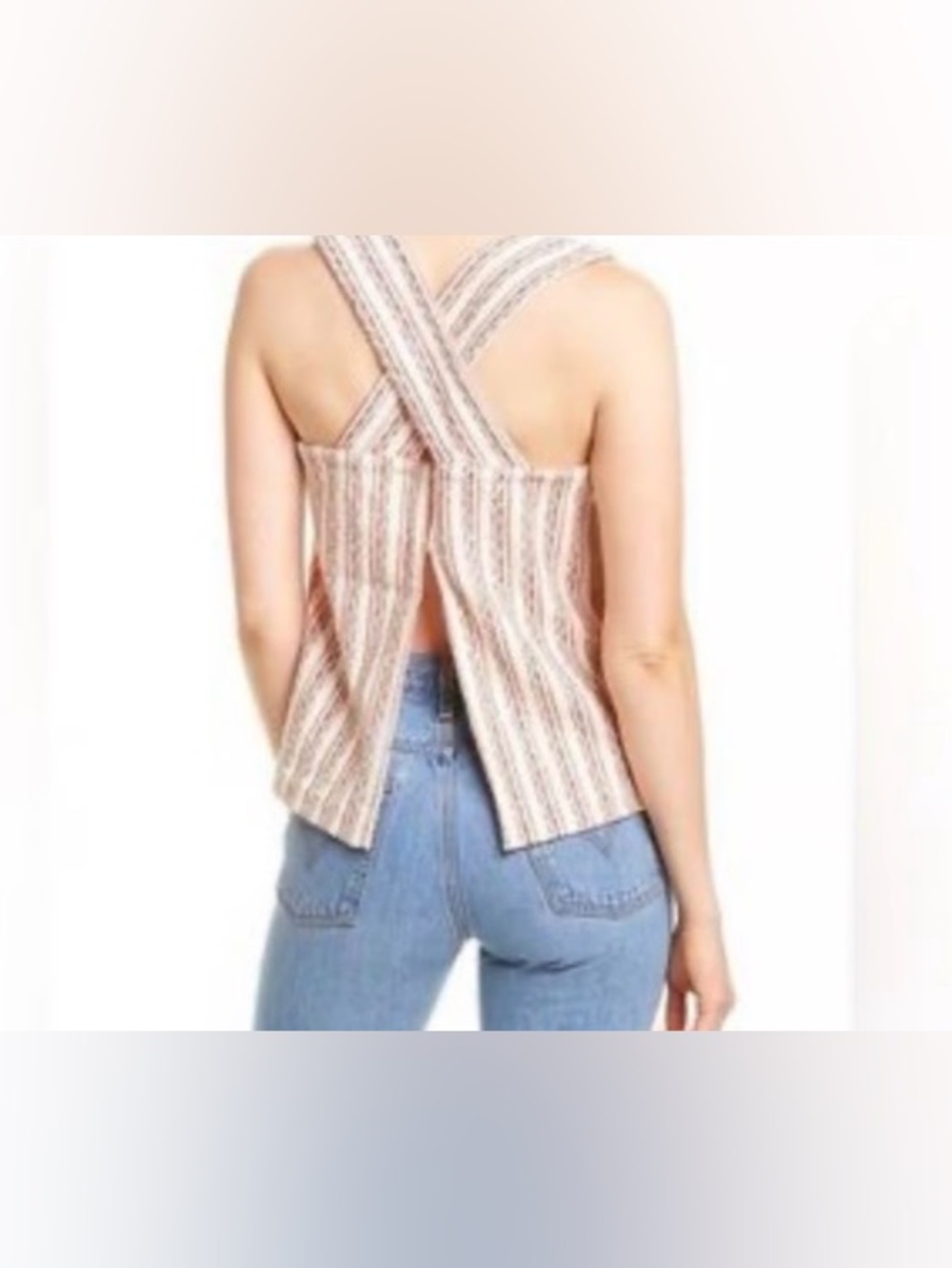 Madewell Boucle Stripe Cross Back Textured Knit Tank Top Size XL - Picture 5 of 10